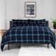 The Lyndon Company Mackenzie Tartan Check 100% Brushed Cotton Bedding Duvet Cover Set in Blue and Green (King Size Duvet Cover Set: 230cm x 220cm)