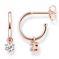 Thomas Sabo Women-Hinged Hoops Glam & Soul 925 Sterling Silver 18k rose gold plating Zirconia white CR598-416-14