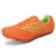 Unisex Track and Field Shoes Sprint Training Sneakers for Youth Men Non Slip Spikes Long Jump Running Athletics Shoes,Orange,8.5 UK