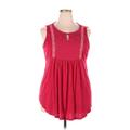 Weekend Suzanne Betro Sleeveless Top Red Solid Keyhole Tops - Women's Size 2X