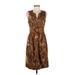 Moulinette Soeurs Casual Dress - Party V Neck Sleeveless: Brown Snake Print Dresses - Women's Size 6
