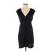 BCBGeneration Casual Dress - Party Plunge Short sleeves: Black Solid Dresses - Women's Size 4