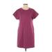 Shein Casual Dress - Shift Crew Neck Short sleeves: Burgundy Print Dresses - Women's Size 4