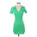 Zara Casual Dress - Mini Collared Short sleeves: Green Print Dresses - Women's Size Small