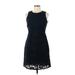 J.Crew Casual Dress - A-Line High Neck Sleeveless: Blue Solid Dresses - Women's Size 10 Petite