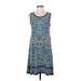 Max Studio Casual Dress - Shift: Blue Batik Dresses - Women's Size Small