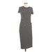 Gap Outlet Casual Dress - Midi Crew Neck Short sleeves: Black Stripes Dresses - Women's Size X-Small