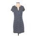 Vineyard Vines Casual Dress - Shift V Neck Short sleeves: Blue Print Dresses - Women's Size X-Small