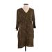 Garnet Hill Casual Dress - Wrap: Brown Leopard Print Dresses - Women's Size Small
