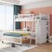 Wooden Twin Over Full Bunk Bed With Six Drawers And Flexible Shelves,Bottom Bed With Wheels,White