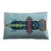 Ahgly Company Patterned Indoor-Outdoor Light Aquamarine Green Lumbar Throw Pillow