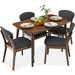 5-Piece Wooden Mid-Century Modern Dining Set w/ 4 Chairs, Padded Seat