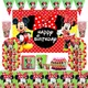 Fournitures de fête d'anniversaire rouge Minnie Mouse pour filles couverts de poulet assiette en