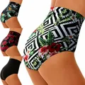 Culotte de bain à imprimé Floral pour femmes sous-vêtements Sexy taille haute Bikini