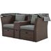 Red Barrel Studio® Gorje Outdoor Wicker Chaise Lounge Set w/ Table Wicker/Rattan in Brown | 30 H x 67.3 W x 55.5 D in | Wayfair
