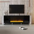 Latitude Run® TV Cabinet w/ Electric Fireplace Wood in Black | 21.6 H x 68.1 W x 13.7 D in | Wayfair 2CF0A72CD1CD4814BA46328A805937B4