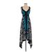 INC International Concepts Casual Dress - High/Low: Teal Print Dresses - Women's Size X-Small