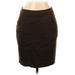 Express Casual Pencil Skirt Knee Length: Brown Print Bottoms - Women's Size 6