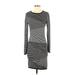 MICHAEL Michael Kors Casual Dress - Sheath Crew Neck Long sleeves: Gray Print Dresses - Women's Size Small