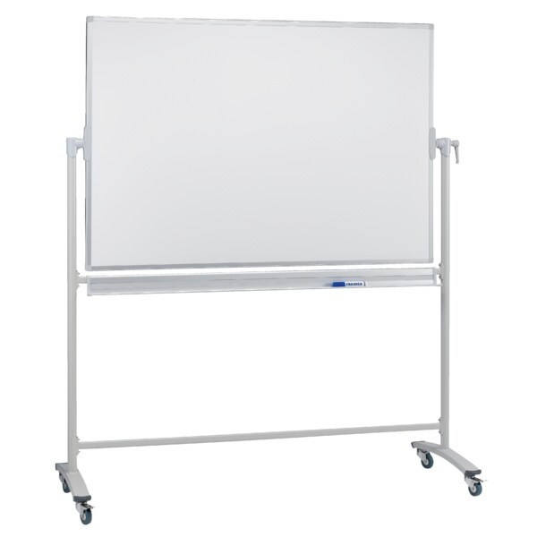 FRANKEN Mobiles Whiteboard 180 x 120 cm, doppelseitig, lackiert, magnetisch, beschreibbar, trocken abwischbar, Whiteboard mit Ständer und Rollen Image