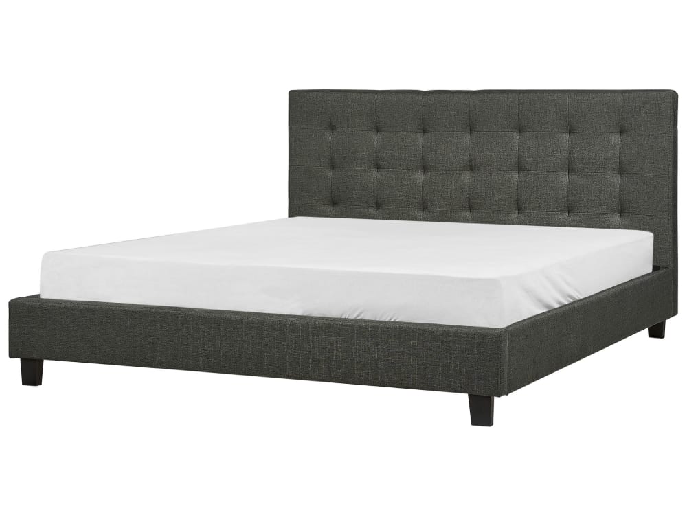 Lit double en tissu gris 180x200