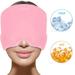 LC-Dolida Headache Migraine Relief Cap Gel Hot Cold Therapy Migraine Relief Cap Comfortable & Strechable Ice Pack Eye Mask for Puffy Eyes Tension Sinus & Stress Relief Pink