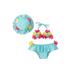 Canrulo Infant Baby Girls Bikini 3Pcs Swimwear Bathing Suit Halter Top Bikini Bottoms with Hat Summer Swimsuit Blue 12-18 Months