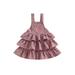 Huakaishijie Toddler Girl Overall Dress Sleeveless Layered Ruffle Suspender Dress