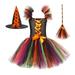 Rovga Outfit For Children Toddler Kids Baby Girls Pageant Witch Party Tulle Dresses With Hat & Broom Fancy Dress Up Set