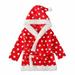 TMOYZQ 2-8Y Toddler Baby Girls Boys Christmas Bathrobe with Belt Long Sleeve Flannel Hooded Kimono Robes Kids Soft Plush Bathrobe Nightgown Cover-ups Baby Shower Gift