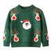ASFGIMUJ Girls Sweaters Boys Girls Winter Long Sleeve Deer Christmas Knit Sweater Base Warm Sweater For Children Clothes Knit Sweater Green 18 Months-24 Months