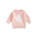 Qtinghua Infant Toddler Baby Girls Sweater Flower Print Long Sleeve Pullover Jumper Tops Fall Winter Clothes Pink 6-12 Months