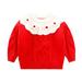 ASFGIMUJ Toddler Boy Sweater Boys Girls Winter Long Sleeve Flower Embroidery Ruffles Knit Sweater Warm Sweater For Children Clothes Knit Sweater Red 4 Years-5 Years