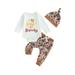 Infant Baby Girl Boy My 1st Thanksgiving Pants Sets Letter Print Turkey Long Sleeve Romper Elastic Casual Pants Hat Outfit