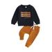 aturustex Baby Halloween Outfits Letter Sweatshirt + Solid Color Pants Set