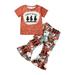 AMILIEe Toddler Girl 2Pcs Western Outfits Hat/Cowboy T-Shirt + Bell Bottoms