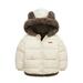 PURJKPU Winter Coat For Baby Boys Girls Fleece Jacket Warm Lined Coat Outer Clothing Toddler Clothes With Bear Ear Hoodie White 110