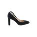L.K. Bennett Heels: Pumps Chunky Heel Cocktail Party Black Print Shoes - Women's Size 40 - Almond Toe