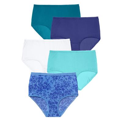 Plus Size Women's Nylon Brief 5-Pack by Comfort Choice in Flower Pack (Size 9) Underwear