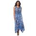 Plus Size Women's Stretch Knit Hanky Hem Maxi Dress by Jessica London in Ocean Abstract Animal (Size 22/24)