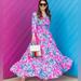 Lilly Pulitzer Dresses | Lilly Pulitzer Dress Pauline Maxi Floral Beach Cockatoo Pretty In Pink Medium | Color: Blue/Pink | Size: M