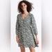 Madewell Dresses | Madewell V-Neck Button-Front Mini Dress In Forest Leaves | Color: Green/White | Size: S