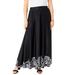 Plus Size Women's Ultrasmooth® Fabric Maxi Skirt by Roaman's in Black White Damask (Size 38/40) Stretch Jersey Long Length