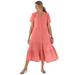 Plus Size Women's Button-Front Tiered Dress by Woman Within in Sweet Coral (Size 14 W)