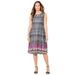 Plus Size Women's Promenade A-Line Dress by Catherines in Black Multi Geo Border (Size 3X)