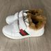 Gucci Shoes | Gucci Kids Toddler's Ace Leather Sneaker With Fur Size 7 Toddler Us | Color: White | Size: Toddler Us 7