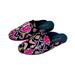 Free People Shoes | Free People Tapestry Brocade At Ease Mule Loafers Slip On Shoes, Size 6.5 | Color: Black/Pink | Size: 6.5