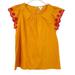 J. Crew Tops | J. Crew Womens Embroidered Flutter Sleeve Stretch Cotton Poplin Blouse Size Xs | Color: Orange/Yellow | Size: Xs