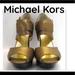 Michael Kors Shoes | Michael Kors Bronze Metallic Platform Heels 8m | Color: Gold | Size: 8m