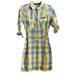 Columbia Dresses | New Columbia Shirt Dress Small Yellow White Blue Plaid Super Bonehead Ii 3/4 Nwt | Color: White/Yellow | Size: S